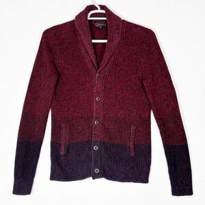 Express Shawl Collar Cardigan Sweater Mens S Burgundy Dark‎ Academia Grandpacore